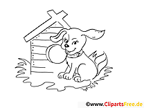 Desenho para colorir grátis Cachorro no quintal