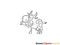 Funny cow coloring picture