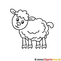 Obrázek ovce k vybarvení, omalovánka