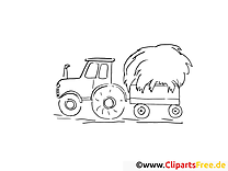 Tractor with wagon - farm picture coloring pages for free