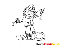 Scarecrow Picture to Color - Printable Autumn Pictures