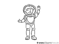 Astronot Boyama Sayfası - Yazdırılabilir Meslekler Boyama Sayfaları