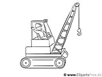 Construction crane, construction site - coloring pages for kids free