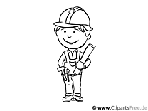 Baustellenleiter, Ingenieur Ausmalbild - Arbeitsblätter und Malvorlagen Berufe