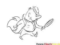 Detective picture, clip art, illustration for coloring for free