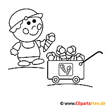 Ice cream seller picture for coloring, coloring page