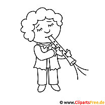 Playing the flute picture for coloring, coloring page