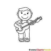 Playing the guitar picture for coloring, coloring page