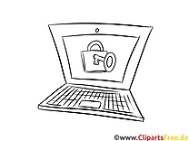 Laptop, Computer Bild schwarz-weiß zum Drucken, Ausmalen