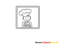 Little baker coloring page to print and color in