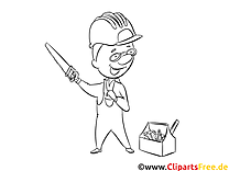 Funny man construction manager - pictures for coloring