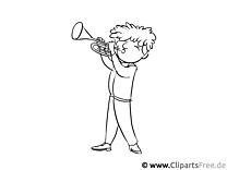 Müzisyen, Trompet Boyama Sayfası - Meslekler Sınıf için boyama sayfaları