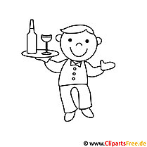 Upper waiter picture for coloring, coloring page