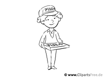 Pizza delivery boy - Coloring pages Professions