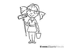 Femme de ménage, nettoyage - Coloriages gens et métiers