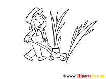 Mowing lawn coloring page to print and color