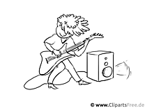 Rock müzisyeni boyama sayfası - Meslekler Sınıf için boyama sayfaları