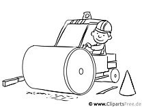 Road roller, roller, construction site - free printable coloring pages