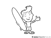 Sörfçü - Yazdırmak için meslek boyama sayfası