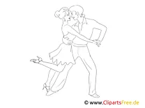 Страница за оцветяване на танцуваща двойка Disco 70 за отпечатване