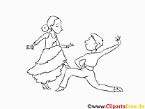 Cuplu de dans flamenco, desen de colorat școală de dans gratuit