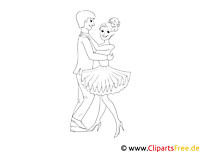 Dibujo de baile polka, escuela de baile, pareja de baile para colorear e imprimir