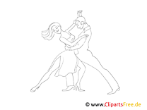 Desenho de torneio de dança, dança de casal para colorir para imprimir