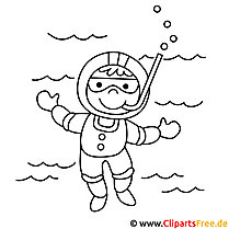 Diver picture for coloring, coloring page