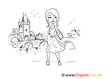 Beauty, Girl coloring page, picture to paint