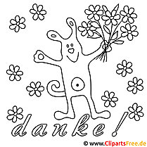 Dibujo para colorear Perro con ramo de flores