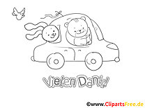 Car Animals Coloring Page Say Thank You