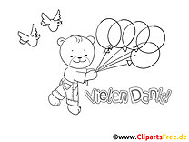 Bear with Balloons coloring page Saying Thank You