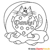 Picture for coloring Cat with a heart