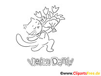 Flowers Cat Coloring pages on the topic Thank you