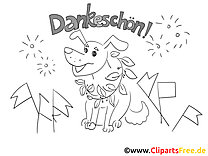 Feuerwerk Hund Dankeskarte selber drucken