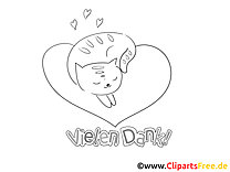 Coeur chat drôle merci images à colorier