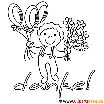 Children's coloring page to print - boy with balloons
