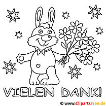 Coloring page to print Bunny with bouquet of flowers