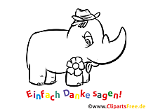 Cartes de remerciement Rhino Free à imprimer et à colorier