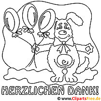 Puppy coloring page saying thank you