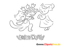 Goodbye Cat Coloring pages on the theme of Thank You