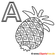 Ananász - betűk színezéshez