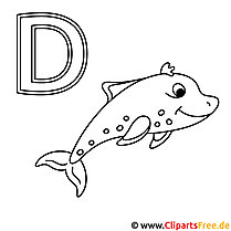 Delfin színező kép - nyomtatandó betűk