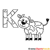 Cow coloring picture - template letters