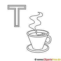 Dibujo de taza de té para colorear - ABC para colorear