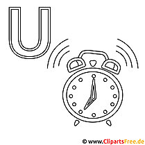 Clock coloring picture - letters to color for free