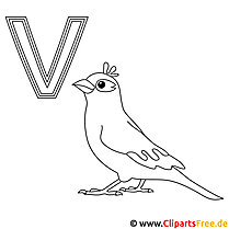 Vogel Ausmalbild - Buchstaben malen Vorlagen
