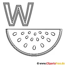Wassermelone Ausmalbild - Buchstaben zum Ausmalen