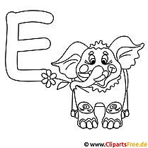 Elefant - Abc bokstäver för färgläggning
