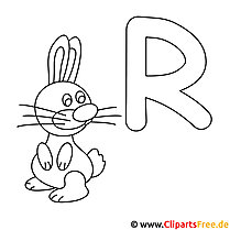 Kanin - bokstäver för färgläggning